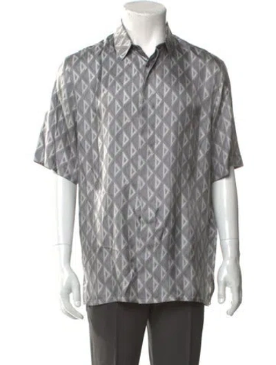 Pre-owned Dior Men Oblique Jacquard Silk Shirt In Gray