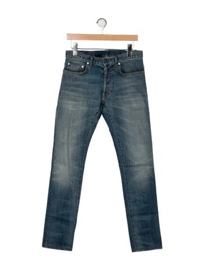 Pre-owned Dior Men Oblique Jacquard Skinny Jeans In Blue