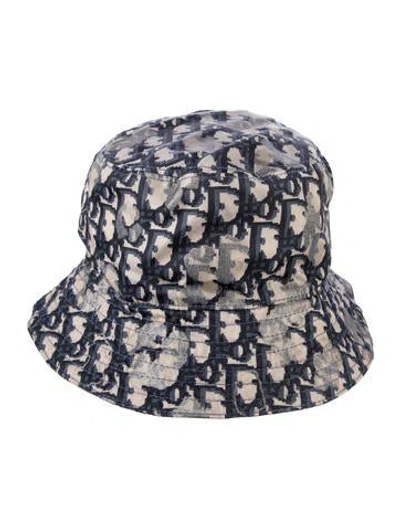 Pre-owned Dior Men Oblique Jacquard Trotter Bob Bucket Hat In Blue