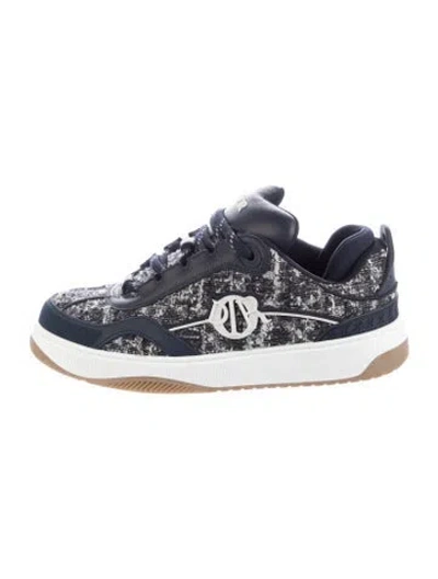 Pre-owned Dior Men Oblique Jacquard Tweed Sneakers In Blue