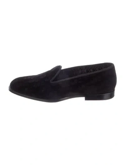 Pre-owned Dior Men Oblique Jacquard Velvet Slippers In Black