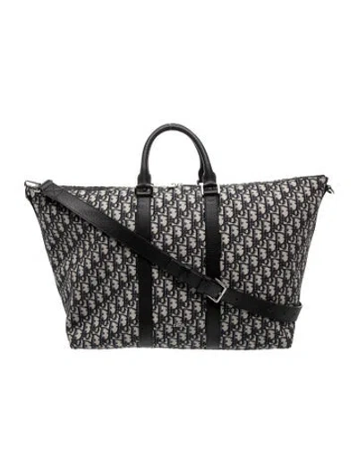 Pre-owned Dior Men Oblique Jacquard Weekender Bag 2024 In Neutral