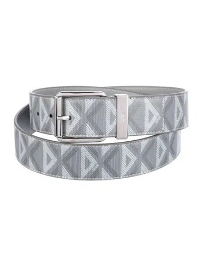 Pre-owned Dior Men Patent Leather Waist Belt W/ Tags In Gray