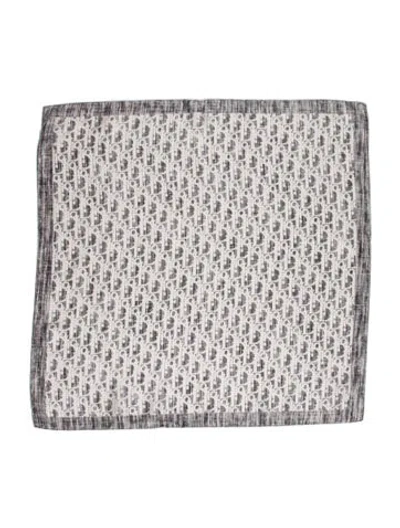 Pre-owned Dior Men Pocket Square Silk Scarf In Gray