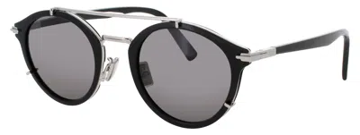 Dior Men's R7u 10a0 Acetate/metal Sunglasses, 50-24-145, Case Included In 01a - Shiny Black / Smoke