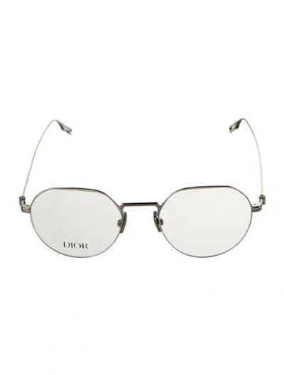 Pre-owned Dior Men Round Eyeglasses In Silver