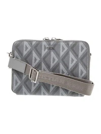 Pre-owned Dior Men Signature Cd Diamond Messenger Mini 2023 W/ Tags In Gray