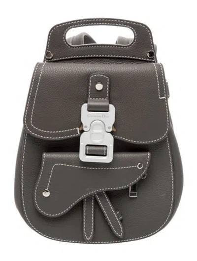 Pre-owned Dior Men Signature Dior Mini Gallop Backpack In Gray