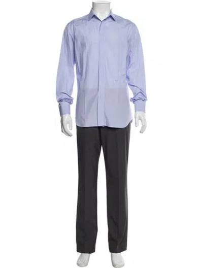Pre-owned Dior Men Signature Logo Cd Icon Tuxedo Shirt In Blue