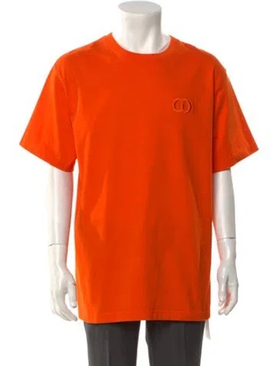 Pre-owned Dior Men Signature Logo Crew Neck T-shirt In Orange