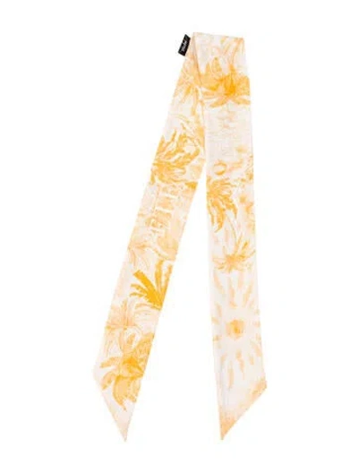 Pre-owned Dior Men Silk Floral Print Scarf In Yellow