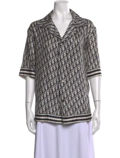 Pre-owned Dior Men Silk Graphic Print In Gray