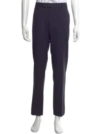 Pre-owned Dior Men Virgin Wool Dress Pants In Blue