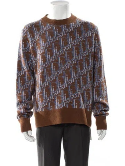 Pre-owned Dior Men Virgin Wool Printed Pullover W/ Tags In Blue