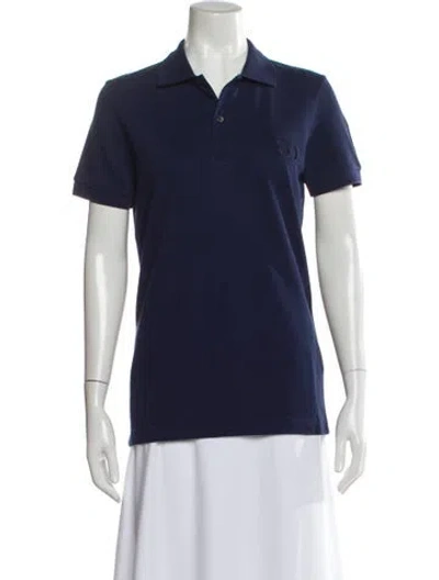 Pre-owned Dior Men V-neck Short Sleeve Polo Shirt In Blue