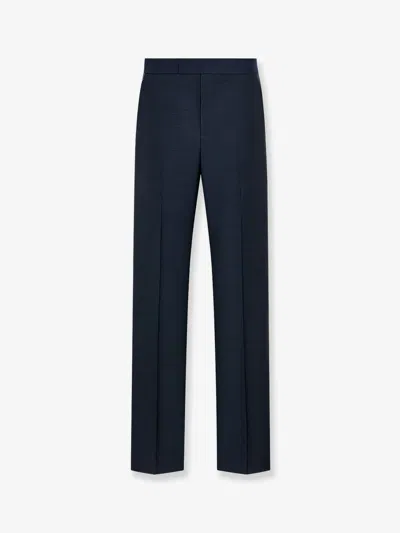 Dior Men Wool And Mohair Trousers With Satin Details In Blue