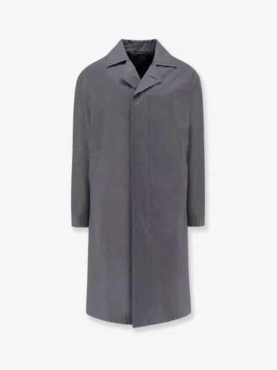 Dior Men Wool And Silk Coat With Martingale In Gray