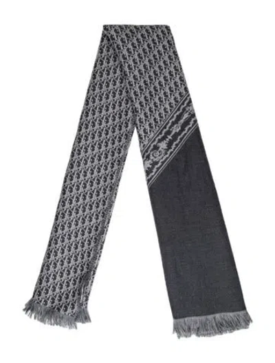 Pre-owned Dior Men Wool Diorissimo Pattern Shawl In Gray