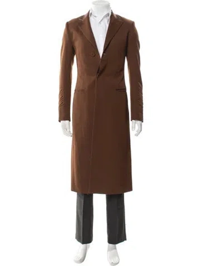 Pre-owned Dior Men Wool Overcoat In Brown
