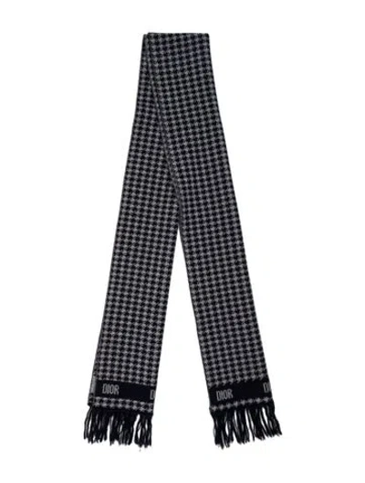 Pre-owned Dior Men Wool Signature Logo Scarf In Blue
