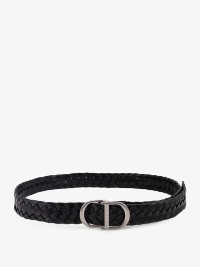 Dior Men Woven Leather Belt In Black