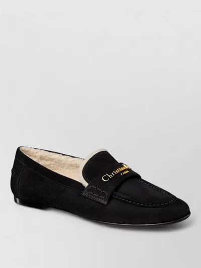 Dior Mens Loafers Round Toe Suede Finish In Black