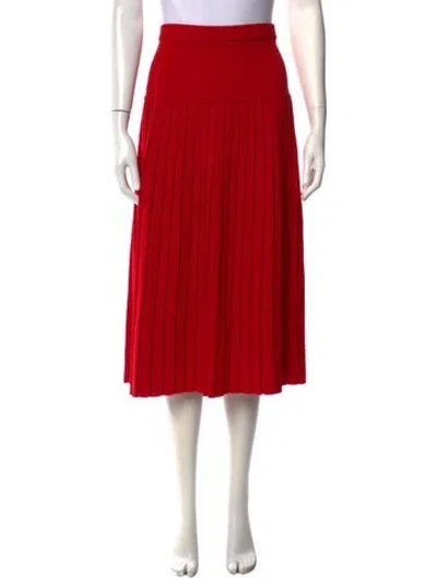 Pre-owned Dior Merino Wool Midi Length Skirt In Red