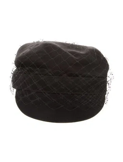 Pre-owned Dior Mesh Accent Beret In Black