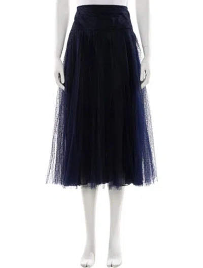 Pre-owned Dior Mesh Accents Midi Length Skirt In Blue