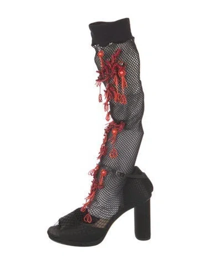 Pre-owned Dior Mesh Beaded Accents Sock Boots W/ Tags In Black