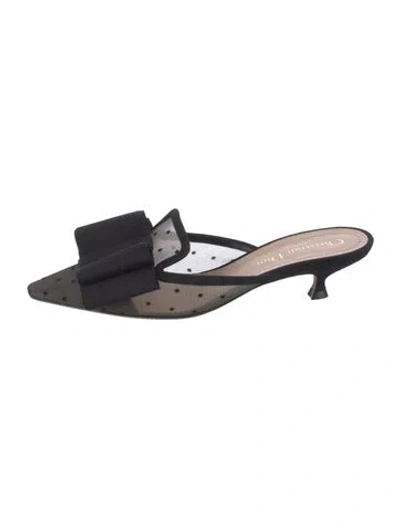 Pre-owned Dior Mesh Bow Accents Mules In Black