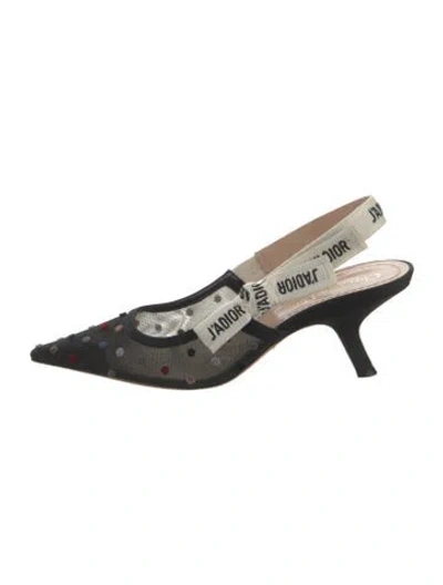 Pre-owned Dior Mesh Bow Accents Slingback Pumps In Black