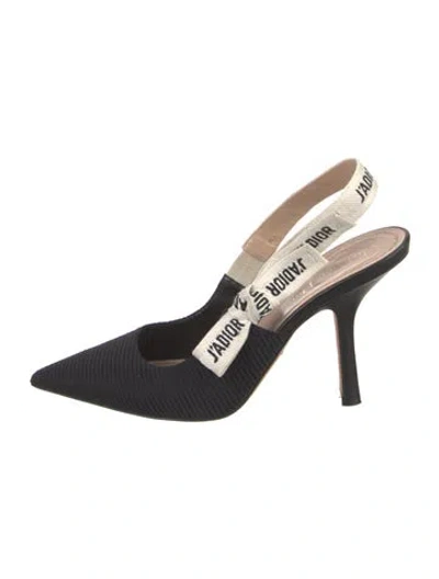 Pre-owned Dior Mesh Bow Accents Slingback Pumps In Black