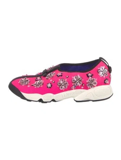 Pre-owned Dior Mesh Colorblock Pattern Sneakers In Pink