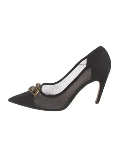 Pre-owned Dior Mesh Crystal Embellishments Pumps In Black