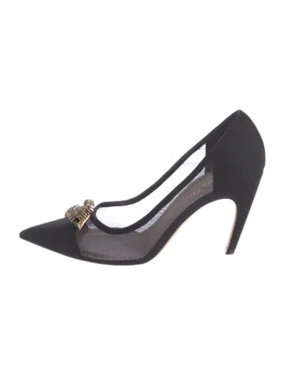 Pre-owned Dior Mesh Crystal Embellishments Pumps In Black