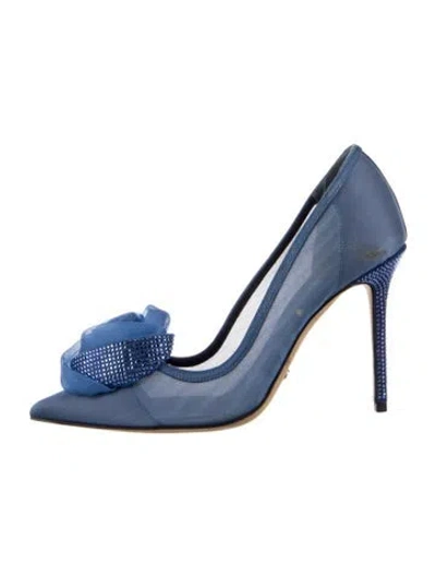 Pre-owned Dior Mesh Crystal Embellishments Pumps In Blue