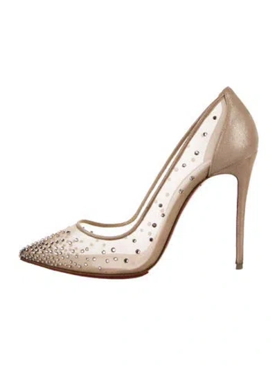 Pre-owned Dior Mesh Crystal Embellishments Pumps In Neutral