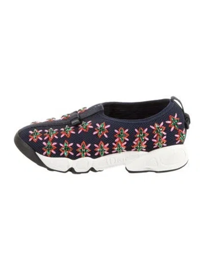 Pre-owned Dior Mesh Crystal Embellishments Sneakers In Blue