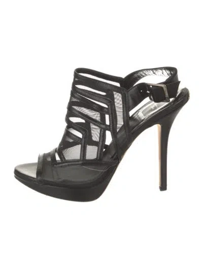 Pre-owned Dior Mesh Cutout Accent Gladiator Sandals In Black