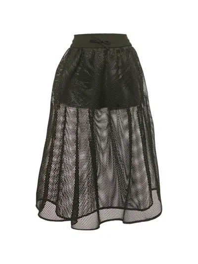 Pre-owned Dior Mesh Drawstring Midi Skirt In Black