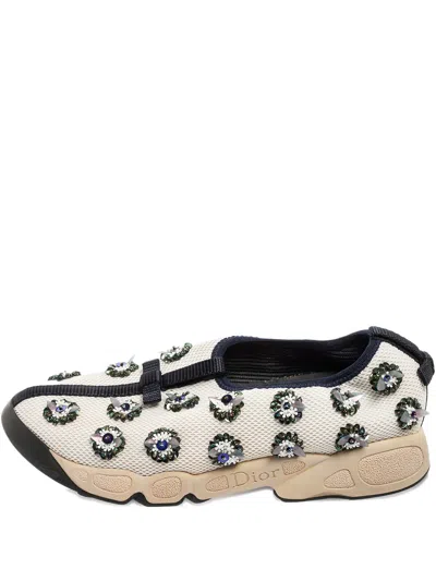 Pre-owned Dior Mesh Embellishment Sneakers In White