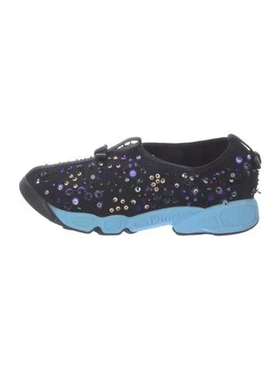 Pre-owned Dior Mesh Floral Print Sneakers In Black