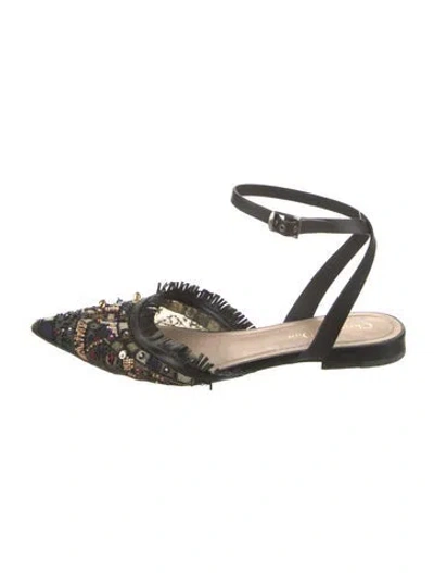 Pre-owned Dior Mesh Graphic Print Flats In Black