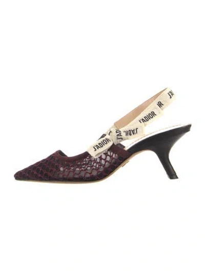 Pre-owned Dior Mesh Lace Pattern Slingback Pumps In Black