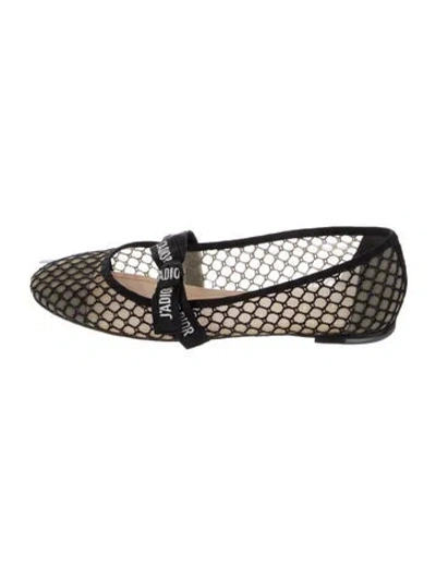 Pre-owned Dior Mesh Mesh Accents Ballet Flats W/ Tags In Black