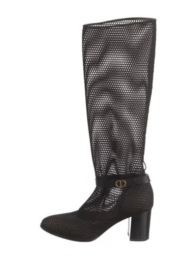 Pre-owned Dior Mesh Mesh Accents Boots In Black