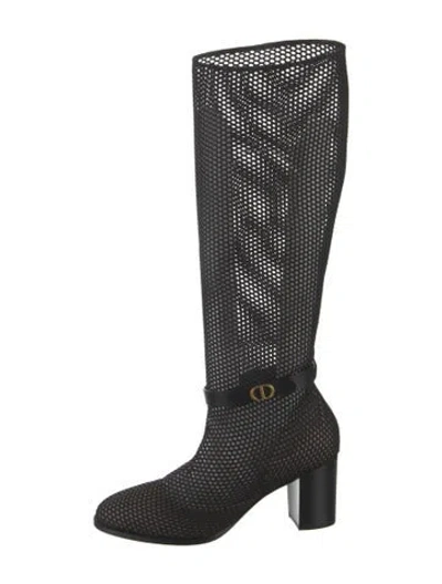 Pre-owned Dior Mesh Mesh Accents Boots In Black