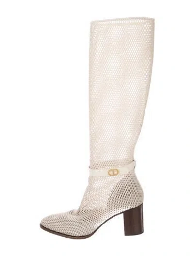 Pre-owned Dior Mesh Mesh Accents Boots In Neutrals