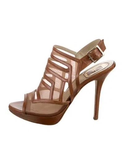 Pre-owned Dior Mesh Mesh Accents Pumps In Brown